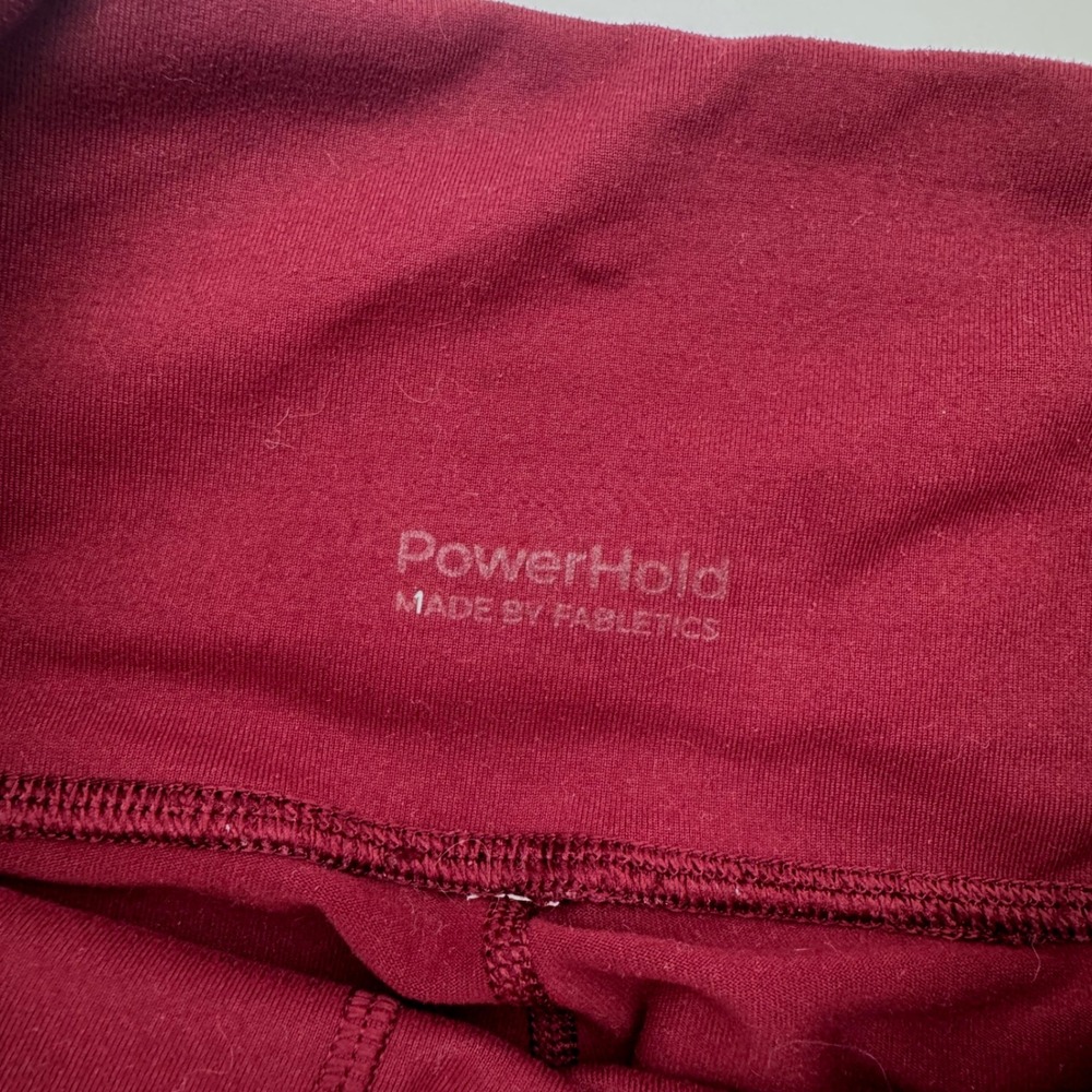 Fabletics PowerHold High Waisted Burgundy Mesh Pocket Leggings Womens Size Small - Picture 7 of 7